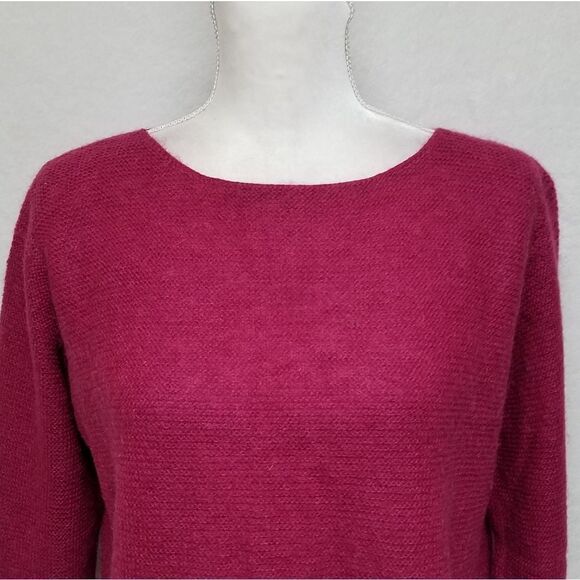 Vintage Eileen Fisher Maroon Kid Mohair Boxy Cut Cropped Sweater Medium - Picture 3 of 10